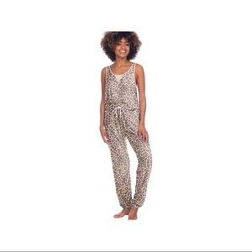 New Honeydew Just Chillin Leopard Print Jumpsuit Sleeveless Women's Size L